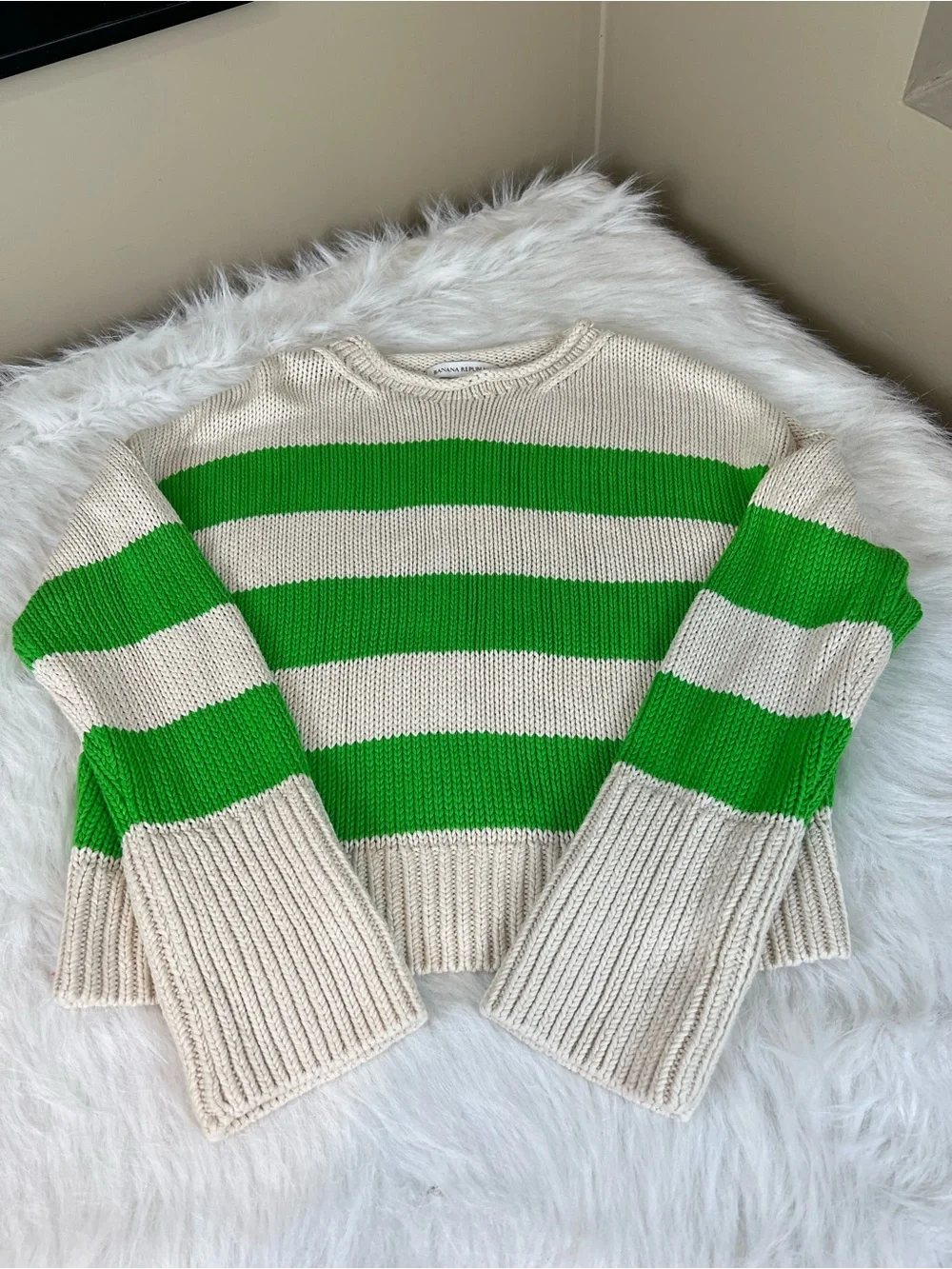 Banana Republic Striped Cotton Roll Neck Knit Sweater XS